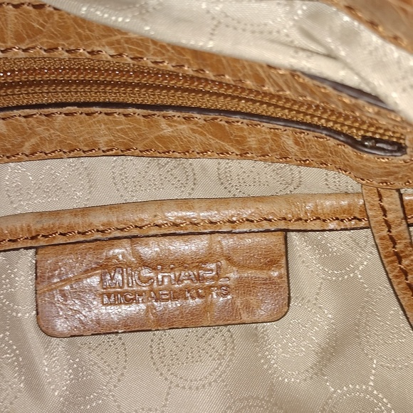 RARE Michael by Michael Kors brown crock embossed leather Hamilton satchel - Picture 13 of 15